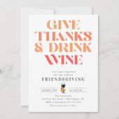 Invitation Donnez Merci & Boire Vin Friendsgiving (Devant)