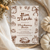 Invitation Donnez Merci Doodle Dîner Thanksgiving à la main