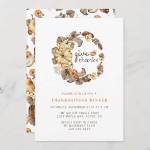 Invitation Donnez Merci Elegant Aquarelle Thanksgiving Dîner