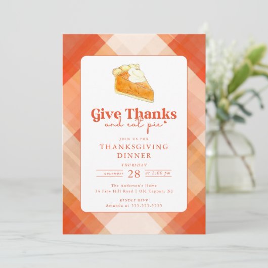 Invitation Donnez Merci Manger Pie Thanksgiving Dîner (Debout devant)