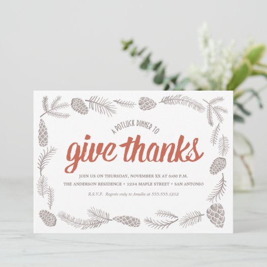 Invitation Donnez Merci Potluck (Debout devant)
