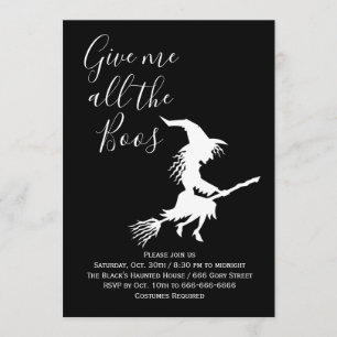 Invitation Donnez-moi tous les Boos Black & White Halloween P