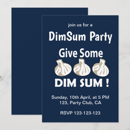 Invitation Donnez une fête de dim sum (Devant / Derrière)