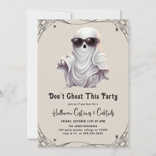 Invitation Dont Ghost Cette fête Fête d'Halloween adulte (Devant)