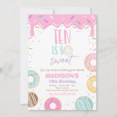Invitation Donut 10th Birthday Party 10 is so Sweet (Devant)