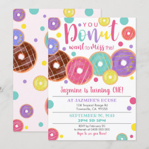 Invitation Donut 1er Anniversaire Invitation, Donut Miss it