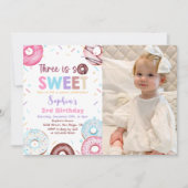Invitation Donut 3e anniversaire Donut Three Is Sweet Photo (Devant)