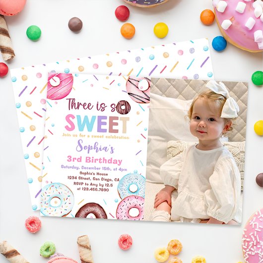 Invitation Donut 3e anniversaire Donut Three Is Sweet Photo