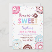 Invitation Donut 3e fête d'anniversaire Donut Three is Sweet (Devant)