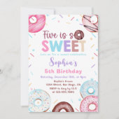 Invitation Donut 5h fête d'anniversaire Donut Five is Sweet (Devant)