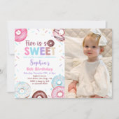 Invitation Donut 5h fête d'anniversaire Donut Five is Sweet P (Devant)