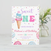 Invitation Donut à la crème glacée 1er anniversaire (Debout devant)
