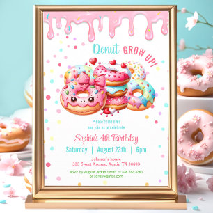 Invitation Donut Anniversaire douce mignonne rose fille color