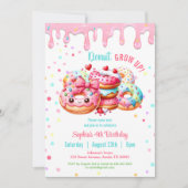 Invitation Donut Anniversaire douce mignonne rose fille color (Devant)