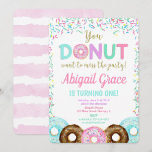 Invitation Donut arrose la fille de l'invitation à la fête d'