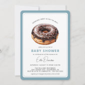 Invitation Donut au chocolat | Baby shower garçon bleu mou (Devant)
