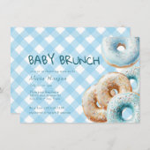 Invitation Donut | Baby shower Garçon En vichy bleu (Devant / Derrière)