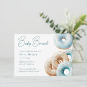 Invitation Donut | Baby shower Garçon En vichy bleu (Debout devant)