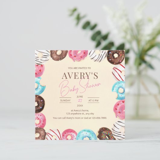 Invitation Donut Baby Sprinkle Invitation, Baby shower Donuts (Debout devant)
