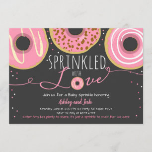 Invitation Donut Bébé Sprinkle Rose Fille Gâteau Sprinkle