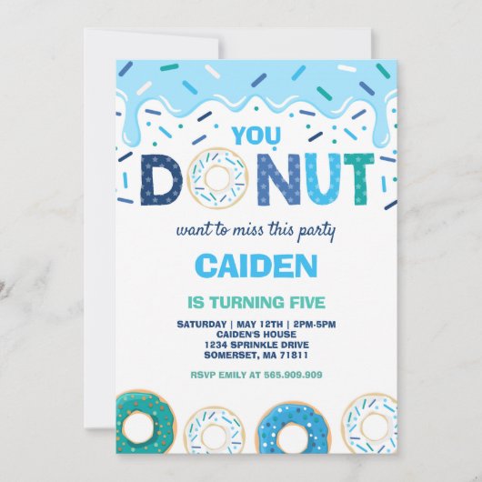 Invitation Donut Birthday Invitation, tu ne veux pas manquer  (Devant)