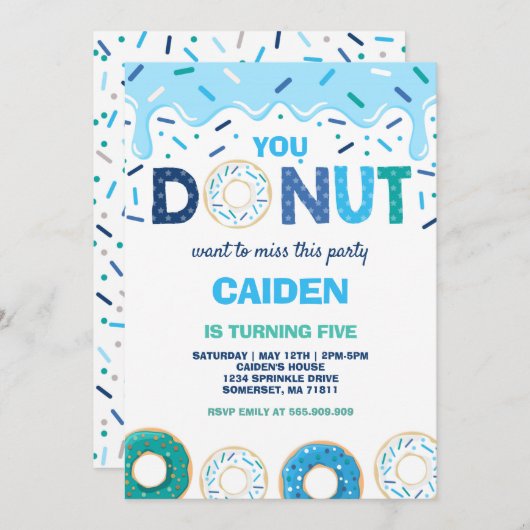 Invitation Donut Birthday Invitation, tu ne veux pas manquer (Devant / Derrière)