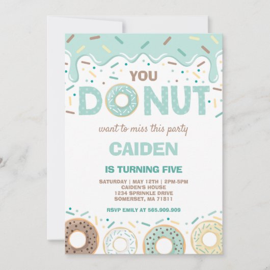 Invitation Donut Birthday Invitation, tu ne veux pas manquer (Devant)