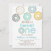 Invitation Donut bleu sucré un premier anniversaire (Devant)