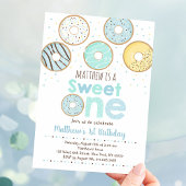 Invitation Donut bleu sucré un premier anniversaire