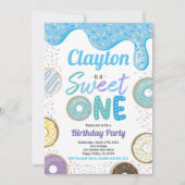 Invitation Donut Boy Sweet Un 1er Anniversaire Party Blue (Devant)