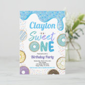 Invitation Donut Boy Sweet Un 1er Anniversaire Party Blue (Debout devant)