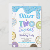 Invitation Donut Boy Two Sweet 2nd Birthday Party Blue (Devant)