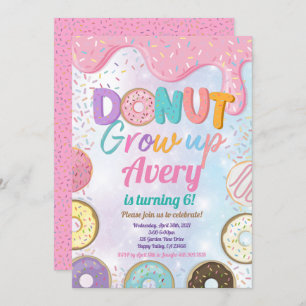 Invitation Donut Croissance Anniversaire Fête Pink Pastel Gir