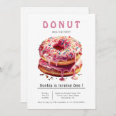 Invitation Donut doux 1er anniversaire (Devant / Derrière)