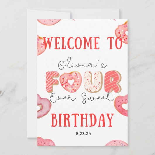 Invitation Donut éditable 4ème anniversaire Bundle FOURever S (Devant)