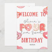 Invitation Donut éditable 4ème anniversaire Bundle FOURever S (Devant / Derrière)
