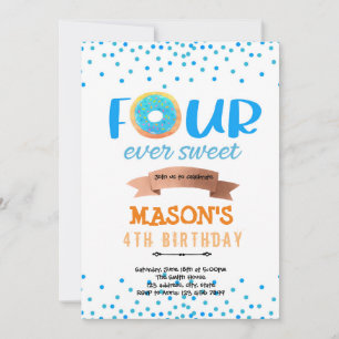 Invitation Donut FOURever doux garçon fête