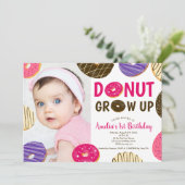 Invitation Donut grandir fun mignon photo 1er anniversaire (Debout devant)