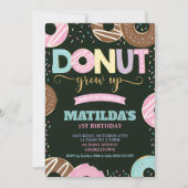Invitation Donut Grow Up 1er anniversaire Fille Doughnut Part (Devant)