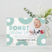 Invitation Donut Grow Up Blue Boy Photo 1er anniversaire (Debout devant)