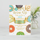 Invitation Donut Grow Up Donut Boy ou Girl Birthday Party (Debout devant)