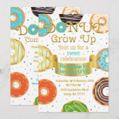 Invitation Donut Grow Up Donut Boy ou Girl Birthday Party (Devant / Derrière)