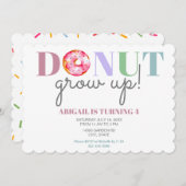 Invitation Donut Grow Up mignon Anniversaire asperge les enfa (Devant / Derrière)