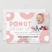 Invitation Donut Grow Up Rose Girl Photo 1er anniversaire (Devant)