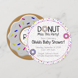 Invitation Donut Miss Ce Parti Baby shower neutre pour les fe