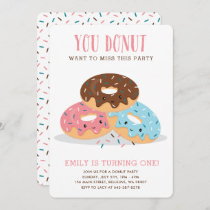 Invitation Donut Miss Cette fête d'anniversaire amusante rose