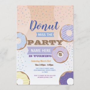 Invitation Donut Miss Fête Anniversaire Doughnut Blue Cake