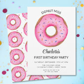 Invitation Donut Miss Fille fête de premier anniversaire