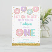 Invitation Donut Oh So Sweet Rose Gold Premier anniversaire (Debout devant)