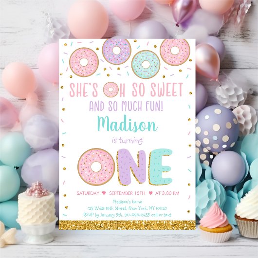 Invitation Donut Oh So Sweet Rose Gold Premier anniversaire